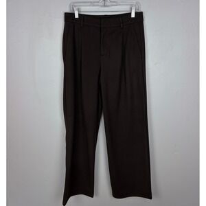 Shinestar Pleated Trousers Brown High Rise Wide Leg Professional Size Large